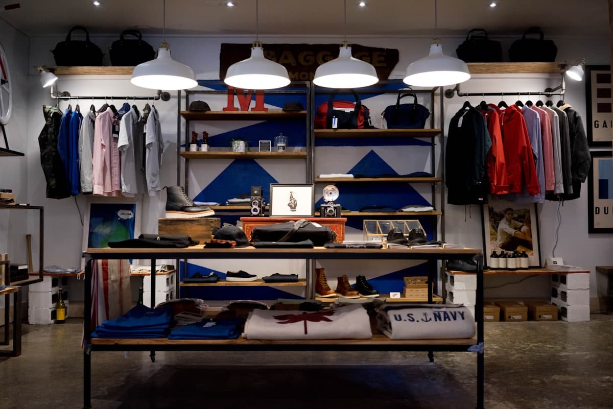 The interior of a modern clothing store